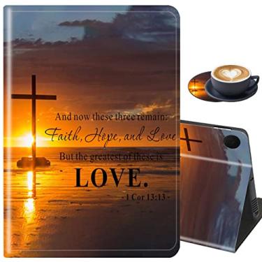 Imagem de Capa e porta-copos para Samsung Galaxy Tab A8 10.5 2022, suporte ajustável com capa à prova de choque para tablet Samsung Galaxy A8 de 10,5 polegadas SM-X200/X205/X207, Christian Cross