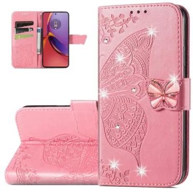 Imagem de Monwutong Capa carteira de telefone para Motorola G84, estampa de borboleta 3D, capa flip de couro PU, fecho magnético e compartimentos para cartões de dinheiro, coldre para celular para Moto G84, HZD