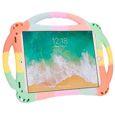 Imagem de Adocham Capa infantil para iPad 9,7 polegadas 2018/2017, capa infantil para iPad 6ª/5ª geração com alça e alça, capa infantil de silicone leve à prova de choque para iPad Air & Air 2 (arco-íris)