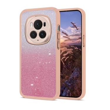 Imagem de Anlalish Compatível com Honor Magic 6 Pro, capa protetora de silicone TPU com glitter, para Honor Magic 6 Pro, capa ultrafina à prova de choque (rosa)