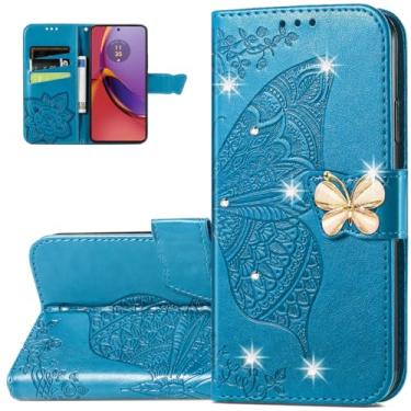 Imagem de Monwutong Capa carteira de telefone para Motorola G84, estampa de borboleta 3D, capa flip de couro PU, fecho magnético e compartimentos para cartões de dinheiro, coldre para celular para Moto G84,