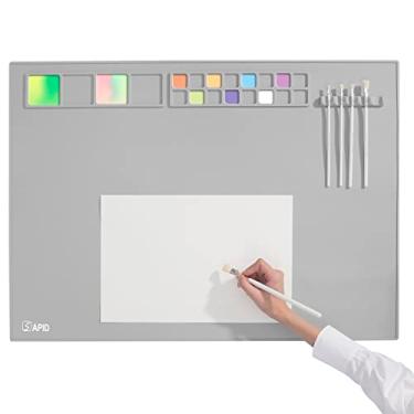 Imagem de Tapete de pintura de silicone extra grande 81 cm x 61 cm com bordas levantadas, tapete de silicone antiaderente para fundição de resina, tapete de arte de silicone para crianças, criador, tapetes de silicone para artesanato, argila, DIY, SAPID, cinza