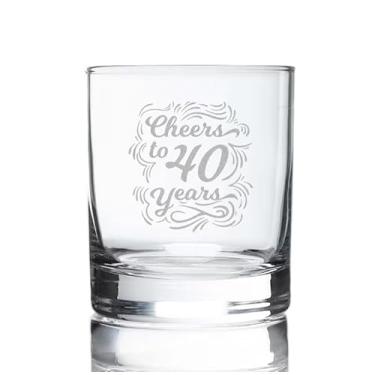 Imagem de JohnPartners993 Copo de uísque Cheers To 40 Years - frases gravadas - presente para celebrar casamento - negócios - ou aniversário de trabalho - presente para ele, seu casal
