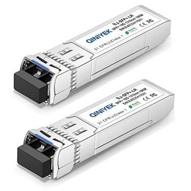 Imagem de QINIYEK Pacote com 2 transceptores 10GBase-LR SFP+, módulo LC duplex SFP+ 10G, compatível com Cisco SFP-10G-LR, Ubiquiti UF-SM-10G, Meraki, Mikrotik, Supermicro, Netgear, SMF, 1310nm, 10km, DDM