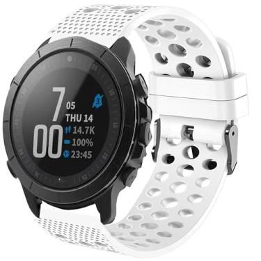 Imagem de Lamshaw Pulseira de relógio inteligente Wahoo ELEMNT Rival, pulseira de silicone de substituição com fivela de metal compatível com smartwatch Wahoo ELEMNT Rival (1, branco)