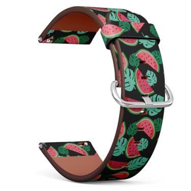 Imagem de THAZEE Pulseira de relógio inteligente compatível com Ticwatch E3, C2 / C2+ (ônix e platina), GTH/GTH Pro, pulseira de relógio de couro de substituição de 20 mm (Summer Watermelon Monstera)