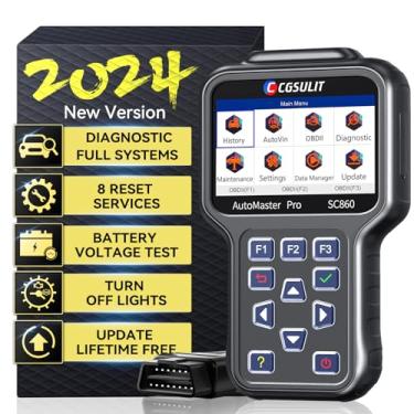 Imagem de CGSULIT Scanner OBD2 para todos os sistemas, leitor de código SC860 com 8 serviços, sangramento ABS/EPB/óleo/SAS/TPS, registro de bateria, codificação de injetor, diagnóstico de scanner de carro para