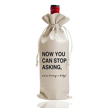 Imagem de Now You Can Stop Asking, presente de anúncio de gravidez - Saco de vinho revelador de bebê para avós, tia, tio (DL053)