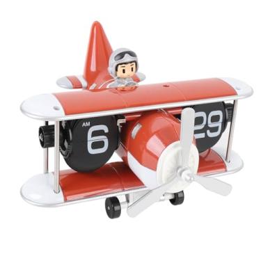 Imagem de Relógio Flip de Avião Exclusivo, Pulso de Disparo de Mesa da Aleta Automática do Vintage, 12 Horas de Relógio Retro Mecânico Moderno de Digitas a Pilhas (Laranja Vermelho)