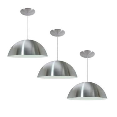 Imagem de Kit 3 Luminária Pendente Meia Lua 40cm Interior Branco Brilho Fiação 1