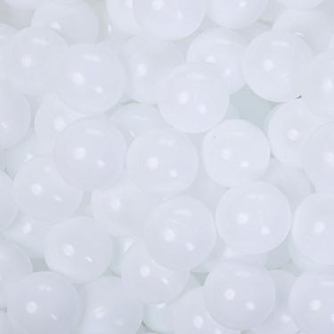 Imagem de PlayMaty Bolas de piscina Play Ball – Bolas transparentes de plástico para oceano livre de ftalatos e BPA de 6 cm para crianças e bebês para brincar de casinhas de brinquedo, barraca para cercadinho de piscina, decoração de festa na piscina, pacote com 70 (branca)