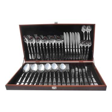 Imagem de Jogo Talheres Conjunto Faqueiro 42 Pçs Aço Inox Liso Cozinha