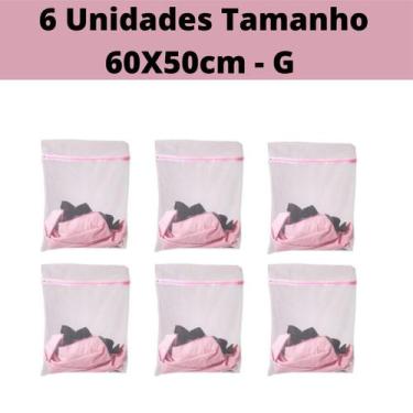 Imagem de Kit 6 Saquinhos Para Lavar Roupas Delicadas 60X50cm TAM G - LIP