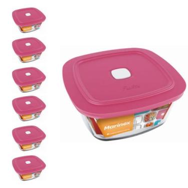 Imagem de Pote Vidro Quadrado Facilita Marmita 300ML Marinex 6Un - NADIR FIGUERE