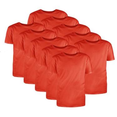 Imagem de Kit com 10 Camisetas Básicas Algodão Ferrugem Tamanho GG - Mc Clothing