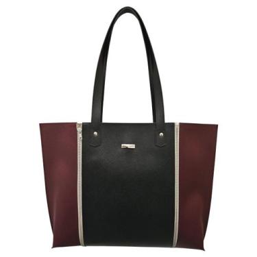 Imagem de Bolsa Duo material ecológico 277-R Raffai Couros, Preto, Marsala