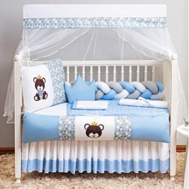 Imagem de Kit berço modelo king urso com edredom e lençol de algodão confortavel