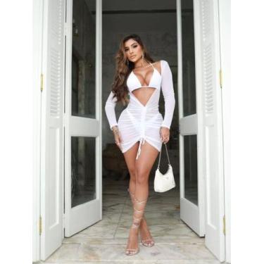 Imagem de Vestido Saída de Praia Gringa Tule Branco - Bmodas
