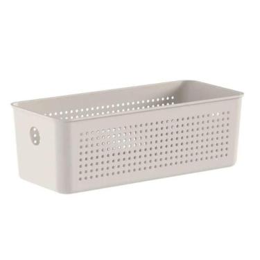 Imagem de Cesto Organizador 27x12x9cm Flow Bege Caixa Organizadora 3L Lavanderia
