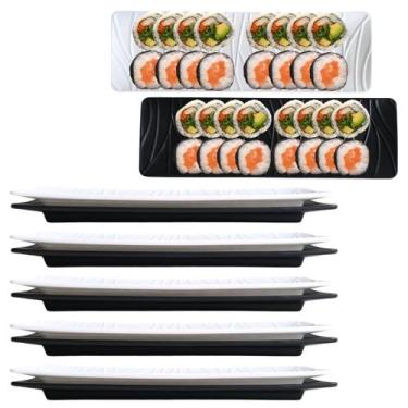 Imagem de 10 Travessas em Plástico Petisqueira Para Sushi Sashimi 24cm - Saz