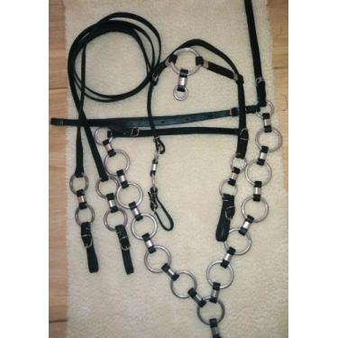 Imagem de Traia Cabeçada,peitoral+ Redea Argolada Couro Muares Cavalo - Selaria 
