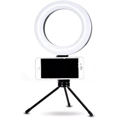 Imagem de Iluminador Ring Light De 6 Polegadas Estrutura Preto Luz LED 110V/220V