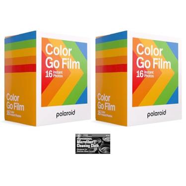 Imagem de Pacote de filme colorido instantâneo Polaroid GO para a câmera Polaroid GO - 2 pacotes duplos com pano (32 fotos)