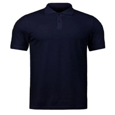 Imagem de Camisa Masculina Gola Polo Plus Size Piquet Poliéster - Genérico, Azul