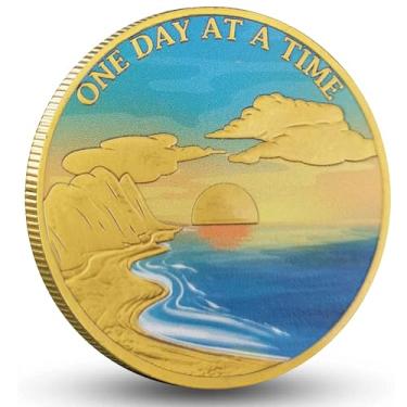 Imagem de Gimilang Serenity Shoreline Sunrise Sobriety Chip One Day At A Time Medalhão AA (moeda única)