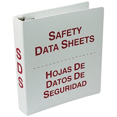 Imagem de Accuform Fichário de folhas bilíngues espanhol de dados de segurança (SDS) SBZRS634, 3 anéis, 6,35 cm, vermelho/branco, com corrente de segurança de metal de 91,44 cm