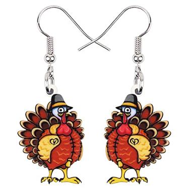 Imagem de NEWEI Brincos de galinha de peru de anime de Ação de Graças em acrílico para mulheres, crianças, meninas, joias, presentes, Acrílico, Sem pedra preciosa