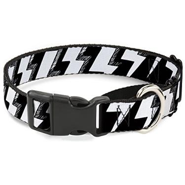 Imagem de Buckle-Down MGC-W31275-WM Coleira para cachorro com desenho de parafusos de raio preto/branco, média