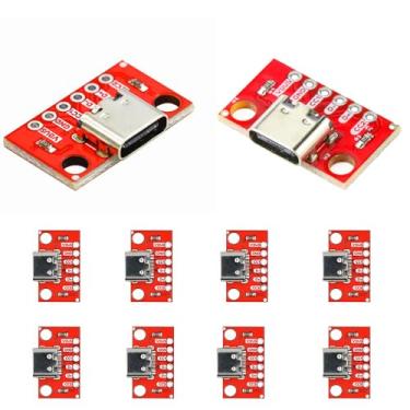 Imagem de XUGERIP 10 peças USB 3.1 tipo C fêmea breakout board DIY, 6 pinos 2,54 mm/0,1" tipo C placa breakout com placa conversor PCB