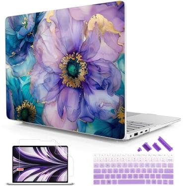 Imagem de Lepeoac Capa para laptop Microsoft Surface de 13,9 polegadas, 2024 Windows 11 Copilot+ PC, tela sensível ao toque da 7ª edição, capa rígida de plástico com capa de teclado e protetor de tela, flores