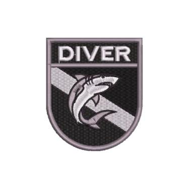 Imagem de BD0176E-002 Bandeira Mergulhador Patch Bordado 6,8×8,0cm (D-Arquivo Matriz para bordar em máquina eletrônica.)