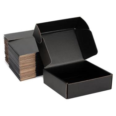 Imagem de DUZCLI Conjunto de 20 caixas de transporte pretas 10x10x3, caixas de papelão ondulado - para embalagens de suprimentos para pequenas empresas, caixas de embalagem, caixas de correio e caixas