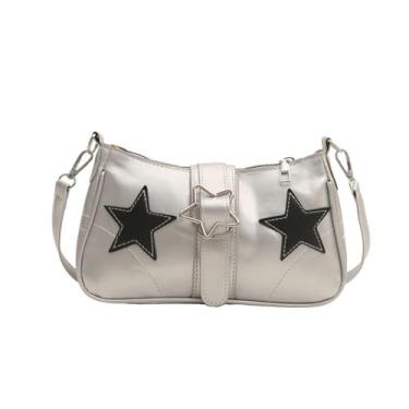 Imagem de KANGDAWEI Linda bolsa de mão Y2K, bolsa de ombro com estrela estética para mulheres na moda, Prata, 9.6 X 2.7 X 5.5 inch