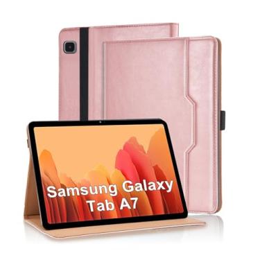 Imagem de Varohix Capa de tablet para Samsung Galaxy Tab A7 10,4 polegadas 2020 (SM-T500/T505/T507) capa flip de couro PU para Tab A7 SM T500 suporte multiângulo com bolso para cartão e suporte de mão, ouro