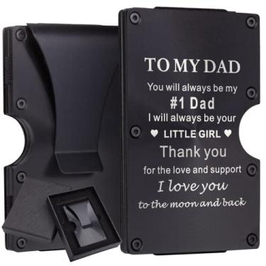 Imagem de Carteiras de fibra de carbono personalizadas com RFID para homens com clipe de dinheiro, porta-cartão gravado minimalista, presentes personalizados para homens, pai, marido, namorado, Carteira RFID, Dad From Daughter, One_Size