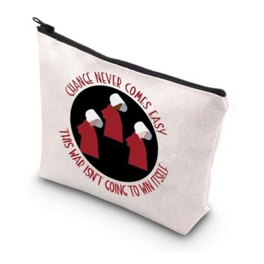 Imagem de WSNANG Bolsa de maquiagem de presente inspirada na Handmaid, bolsa de cosméticos para direitos das mulheres, troca de presente feminista nunca vem fácil, bolsa win itself, One Size, Moderno