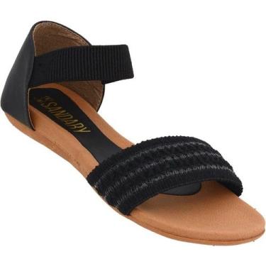 Imagem de Sandália Feminina Rasteira Rasteirinha Ortopédica Preta Calce Fácil El