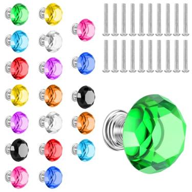 Imagem de Lemecima 20 maçanetas de armário de cristal puxadores de gaveta de 30 mm puxadores coloridos puxadores de cristal puxadores de cômoda em forma de diamante para móveis escritório cozinha banheiro