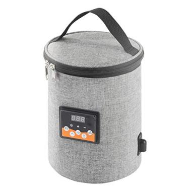 Imagem de JTLB Aquecedor de mamadeiras para carro, visor LCD, portátil, bolsa de viagem, aquecedor de leite para bebê com folha de aquecimento de silicone para aquecimento de alimentos (cinza)