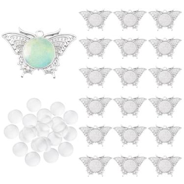 Imagem de PH PandaHall Bandejas com pingente de borboleta, moldura em branco, foto de animal, base e cúpula de cabochão de vidro, para primavera, buquê de casamento, foto, pingente, mochila, berloque, bronze