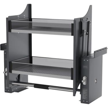 Imagem de SOFRON Prateleira de puxar para baixo para armário superior de cozinha, organizador de armário de 2 camadas, 86 cm, preto