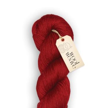 Imagem de Woolweave Fio de peso para dedilhados - fios de meia tingidos à mão, 75% lã de merino extrafina e 25% poliamida, 100 g de novelo, 438 jardas - fio vermelho leve, macio e durável