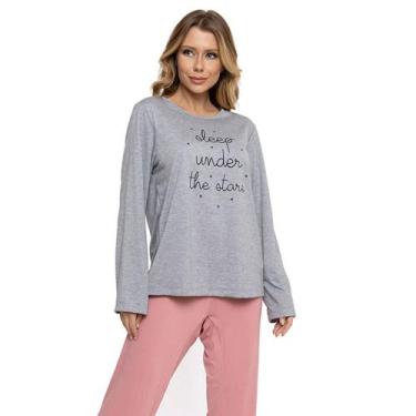 Imagem de Pijama Feminino Longo Pellin 028 Viscose, Cinza, Rosa, GG