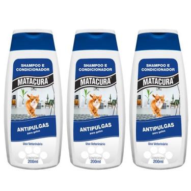 Imagem de Shampoo Condicionador Matacura Antipulgas Gatos 200ml 3un