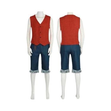 Imagem de Colete, Shorts e Chapéu de Luffy - Traje de Cosplay Adulto Masculino p