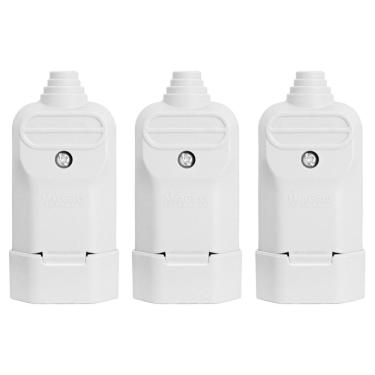 Imagem de 3 Tomada Plug Fêmea Prensa Cabo 2 Pinos Finos 10A Branca